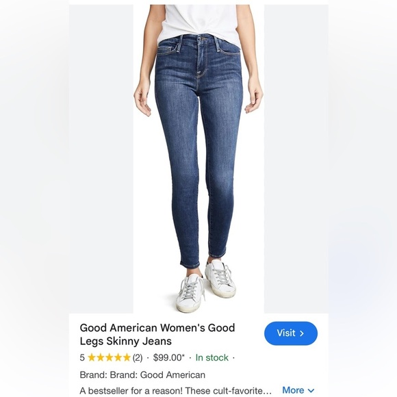 Good American Denim - Good American Women's Blue Skinny Jeans Good Legs EUC 2 /26